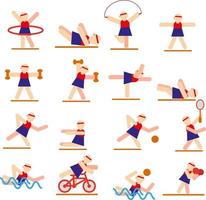 sportvrouw spelen sport, illustratie, vector Aan een wit achtergrond.