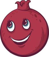 gelukkig rood granaatappel, illustratie, vector Aan wit achtergrond