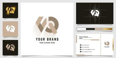 brief vq of nr monogram logo met bedrijf kaart ontwerp vector