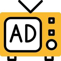 televisie advertenties, illustratie, vector Aan een wit achtergrond.