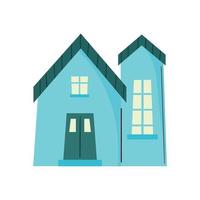 huis voorkant blauw facade vector