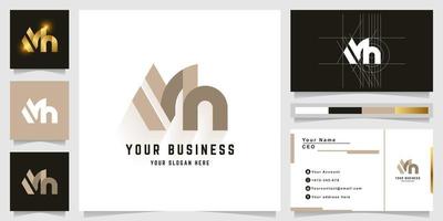 brief mh of mn monogram logo met bedrijf kaart ontwerp vector