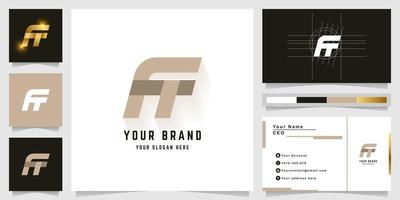 brief ft of ff monogram logo met bedrijf kaart ontwerp vector