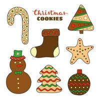reeks van hand- getrokken Kerstmis koekjes. vector