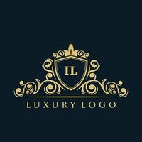 brief il logo met luxe goud schild. elegantie logo vector sjabloon.
