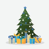 Kerstmis boom met veel cadeaus doos. vector illustratie.