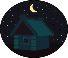 huis in nacht, illustratie, vector Aan wit achtergrond.