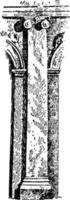 pilaster, muur, wijnoogst gravure. vector