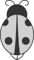 grijs lieveheersbeestje, illustratie, vector Aan wit achtergrond.