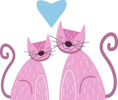 katten in liefde, vector of kleur illustratie.