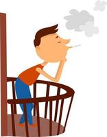 roken Aan balkon, illustratie, vector Aan wit achtergrond
