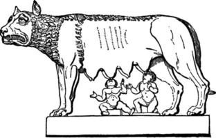 romulus en remus wijnoogst illustratie. vector