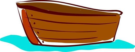 houten boot, illustratie, vector Aan wit achtergrond.