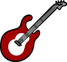 rood gitaar, illustratie, vector Aan wit achtergrond.