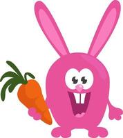 konijn met een wortel , illustratie, vector Aan wit achtergrond
