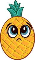 schattig ananas met blauw ogen, illustratie, vector Aan wit achtergrond.