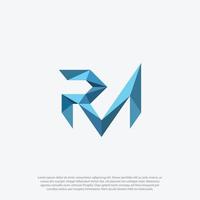 meetkundig rm logo, belettering en combineren brief r en m in een vorm met meetkundig laag poly stijl logo ontwerp vector