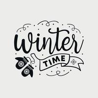 winter tijd vector illustratie, hand- getrokken belettering met winter citaten, winter ontwerpen voor t shirt, poster, afdrukken, mok, en voor kaart