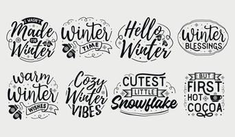 winter SVG bundel, winter citaten, typografie voor t shirt, poster, sticker en kaart vector