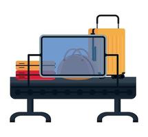 luchthaven transportband scanner en bagage vector