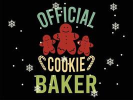 officieel koekje bakker 04 vrolijk Kerstmis en gelukkig vakantie typografie reeks vector