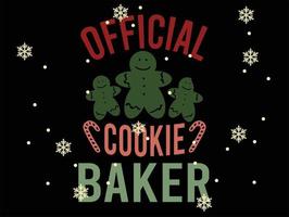 officieel koekje bakker 02 vrolijk Kerstmis en gelukkig vakantie typografie reeks vector