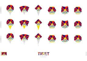 verzameling van de Tibet vlag in verschillend vormen en met drie verschillend Effecten. vector