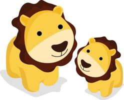 twee leeuwen ,illustratie, vector Aan wit achtergrond.