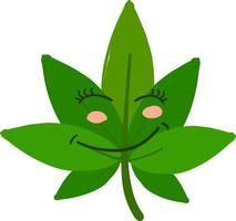 gelukkig marihuana, illustratie, vector Aan wit achtergrond.