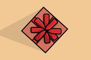 omhoog visie geschenk doos met pastel lint vector icoon illustratie. geschenk inpakken, geschenk ontwerp concept. zwart vrijdag en Kerstmis geschenk doos vector ontwerp.