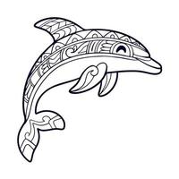 dolfijn tekenfilm mandala kunsten geïsoleerd Aan wit achtergrond vector