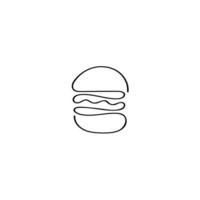 monoline hamburger. smakelijk op zoek hamburger logo. hamburger logo voor restaurants single lijn trek ontwerp vector grafisch illustratie