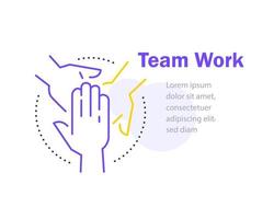 team werk, eenheid concept, werknemer verloving, gekruiste hand- en Aan hand, bedrijf partnerschap, samenwerking of samenwerking vector