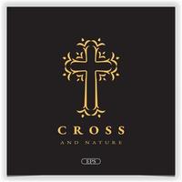 gouden natuur kerk christen logo ontwerp premie elegant sjabloon vector eps 10