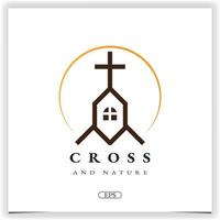 natuur kerk christen huis logo ontwerp premie elegant sjabloon vector eps 10