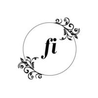 eerste fi logo monogram brief vrouwelijk elegantie vector