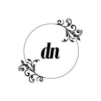 eerste dn logo monogram brief vrouwelijk elegantie vector