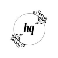 eerste hq logo monogram brief vrouwelijk elegantie vector