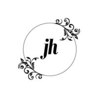 eerste jh logo monogram brief vrouwelijk elegantie vector