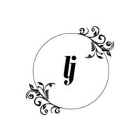 eerste lj logo monogram brief vrouwelijk elegantie vector