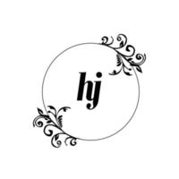 eerste hj logo monogram brief vrouwelijk elegantie vector