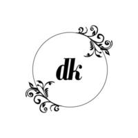 eerste dk logo monogram brief vrouwelijk elegantie vector