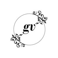 eerste gv logo monogram brief vrouwelijk elegantie vector