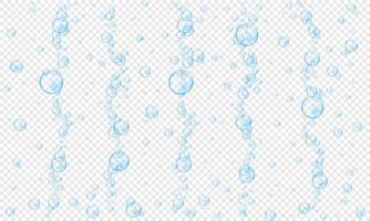 blauw zuurstof bubbels Aan transparant achtergrond. koolzuurhoudend koolzuurhoudend drinken textuur. water lucht stroom in zee of aquarium vector