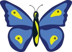 blauw vlinder, illustratie, vector Aan wit achtergrond.