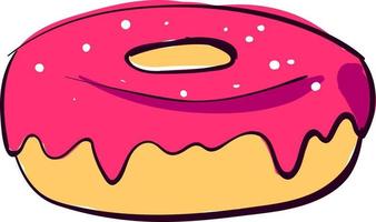 roze donut, illustratie, vector Aan wit achtergrond.