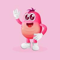 schattig roze monster golvend hand- vector