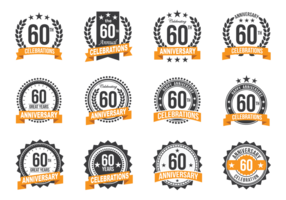 Anniversary Badges 60 Year Celebration vector