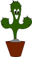 glimlachen cactus in een pot, illustratie, vector Aan wit achtergrond.