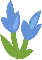 twee blauw bloemen, illustratie, vector Aan een wit achtergrond.